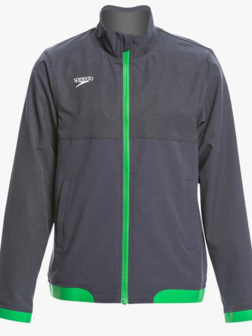 EUC Speedo Charcoal Gray & Bright Green Full-Zip Youth Tech Warm Up Jacket XL